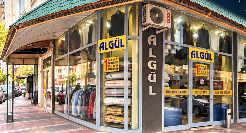 Algül Kuru Temizleme işletmesinin verilen marka afişindeki dış cephesi